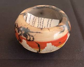 Native American Horse Hair Pottery Vessel