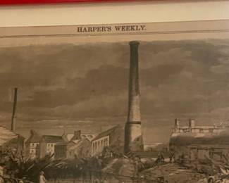 Harper's Weekly Original Wood Engraving: Baltimore Flood Scenes - Hillen Street and Ellicott City