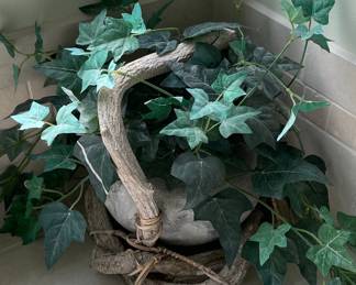 Artificial Ivy in Driftwood-Style Basket