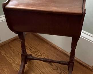 Vintage Wooden Sewing Stand with Carrier Handle