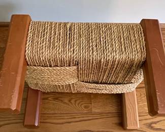 Vintage Audoux-Minet Style Woven Rope Stool