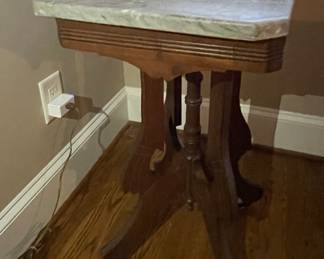 Eastlake Victorian Marble-Top Parlor Table