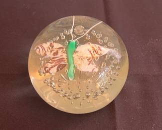 Vintage Art Glass Butterfly Paperweight