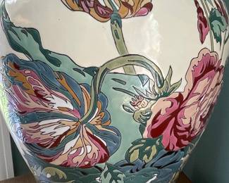 Vintage Floral Ginger Jar Ceramic Table Lamp