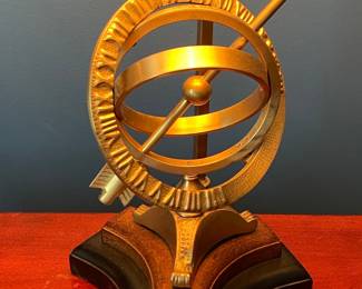 Vintage Frederick Cooper Brass Armillary Astrological Zodiac Table Lamp