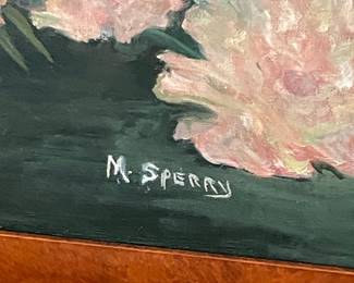 M. Sperry Peonies Still Life Oil Painting