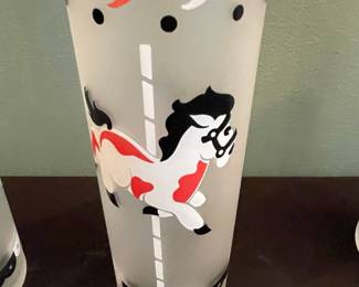 Vintage Libbey Frosted Carousel Animal Highball Glasses