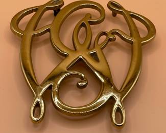 Vintage Virginia Metalcrafters Queen Anne Cypher Brass Trivet