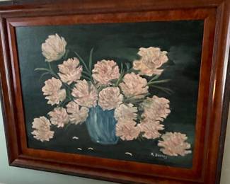 M. Sperry Peonies Still Life Oil Painting