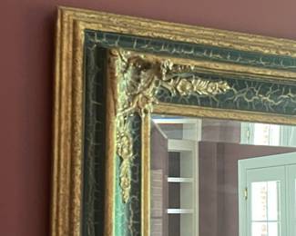 Large Ornate Gilt Mirror with Distressed Finish