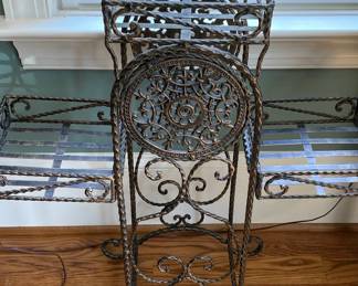 Vintage Wrought Iron Three-Tier Plant Stand