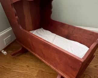 Antique Hooded Mahogany Rocking Cradle