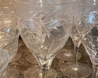 Vintage Etched Crystal Stemware - Fostoria "Holly" Pattern