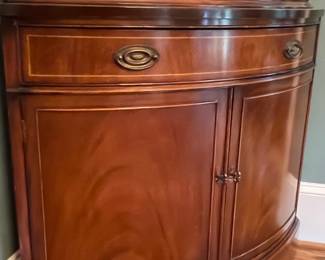 Drexel Federal Style Mahogany Bow-Front Corner Curio Cabinet