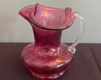 Pilgrim Glass Cranberry Glass Pitcher