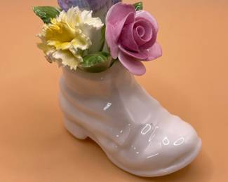 Royal Adderley Bone China Floral Boot Figurine