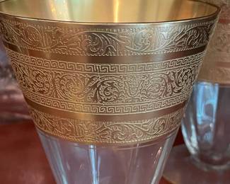 Vintage Tiffin-Franciscan "Rambler Rose" Gold Encrusted Decanter and Stemware Set
