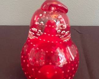Mount Royal Red Art Glass Pear Paperweight