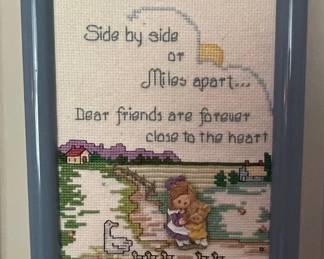 Vintage Eleanor LaBerge "Friendship Collection" Cross-Stitch with Figural Appliqué
