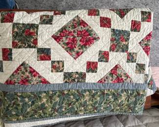 Poinsettia and Holly Christmas Quilt