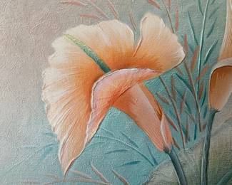 Detail of vintage oil painting on canvas