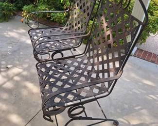 Pair of wrought iron spring rock chairs