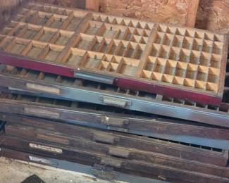 Antique printer's drawer letterpress type trays offered individually