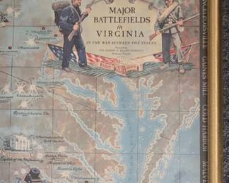 Portion of "Major Battlefields in Virginia", a commemorative piece made for the Civil War Centennial in the 1960s
