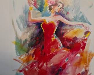 Lithograph print titled "Dancing XV" by artist Anatoly Metlan
