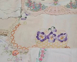 Assorted embroidered linens