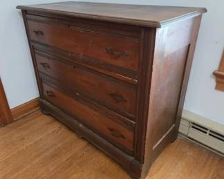 Three drawer antique chest with dovetailed drawers