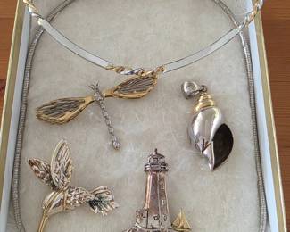 Silver costume collar necklaces and slides