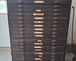 Antique wooden letterpress type cabinet, 14 other separate trays available for bid