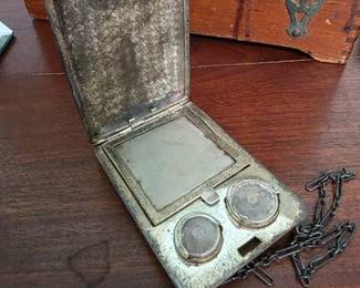 Victorian or Art Deco-era sterling silver compact case and coin purse