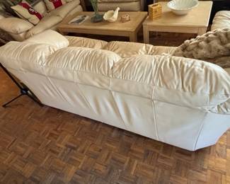 Contemporary Cream Leather Sofa second image