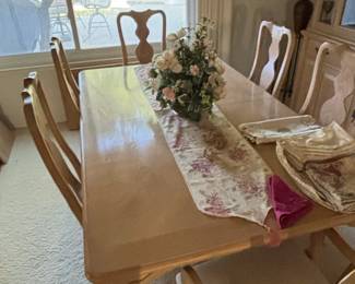 Ethan Allen Provincial Style Dining Set with Six Chairs and Hutch second image