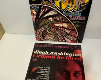 Vintage Vinyl Records The Zodiacs Cosmic Sounds and Dinah Washingtons I Wanna Be Loved