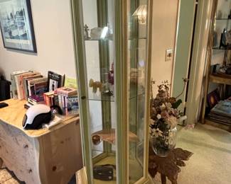 Vintage Hexagonal Painted Curio Display Cabinet second image