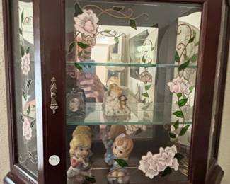 Vintage Floral Painted Wall Curio Cabinet third image