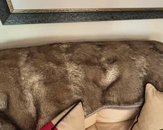 Faux Fur Throw Blanket  Brown Wolf Fur