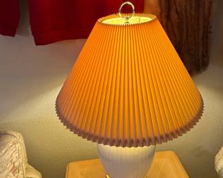 MidCentury Modern Ceramic Lamp with Pleated Shade