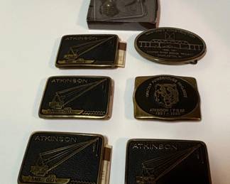 Collection of Vintage Construction and Commemorative Belt Buckles