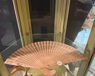 Vintage Carved Wooden Folding Hand Fan