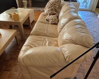 Contemporary Cream Leather Sofa third image