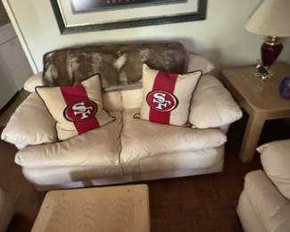 Cream Leather Living Room Set  Roche Bobois Style second image