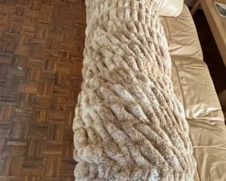 Ruched Faux Fur Throw Blanket