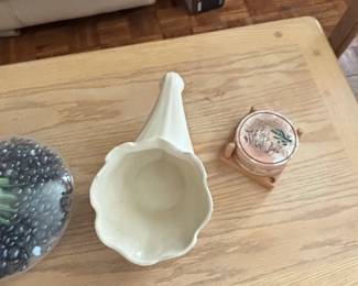 Ceramic Cornucopia Vase and Sedona Coaster Set