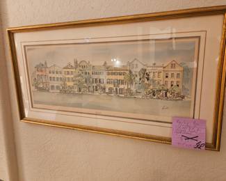This beautiful hand drawing of Charleston by a relatively famous artist leftover from my past sale so we already have the reduced price of $60 on it these retail for about $150