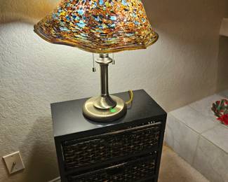 Vintage Tiffany style stained glass melted lampshade. $150