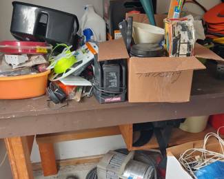 Work bench in garage. Picker style